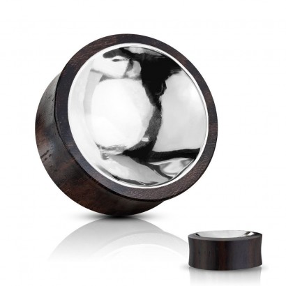 Dřevěný plug se stříbrným středem (19 mm)