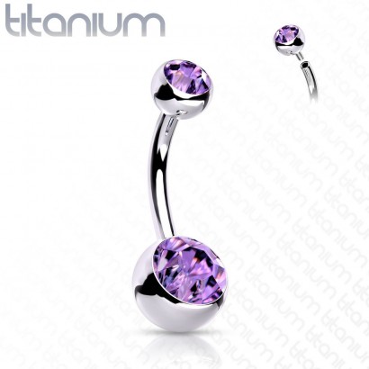 Piercing do pupíku vnitřní závit TITAN, 1,6 x 12 mm (fialová)
