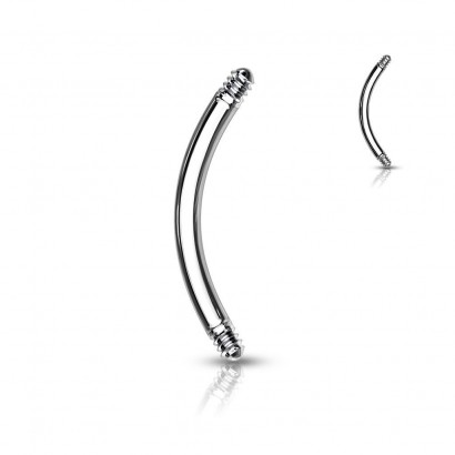 Piercing - náhradní tyčka zahnutá, závit 1,6 mm (1,6 x 12 mm)