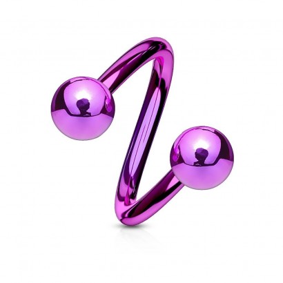 Piercing spirála fialová (1,2 x 10 mm, 4 mm)