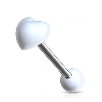Piercing do jazyku - srdíčko (bílá)
