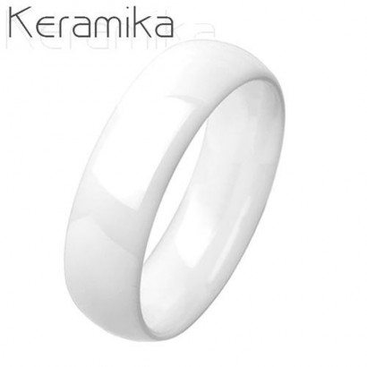 KM1013-6 Dámský keramický prsten bílý, šíře 6 mm (62)