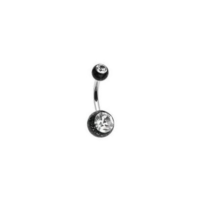 Piercing do pupíku - banánek (černá/čirý zirkon)