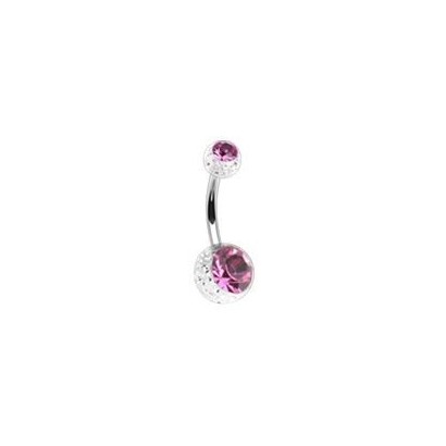 Piercing do pupíku - banánek (čirá/růžový zirkon)