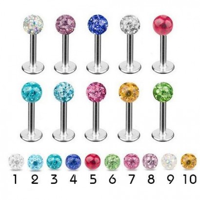 Piercing do brady - labreta se krystaly Swarovski® (světle zelená)