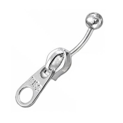 Stříbrný piercing do pupíku - zip