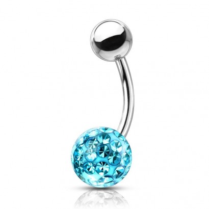Piercing do pupíku s kamínky Crystals From Swarovski® kulička 8mm (1,6 x 10 mm)