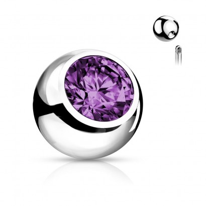 Náhradní kulička chirurgická ocel se zirkonem 1,6 x 4 mm (fialová)
