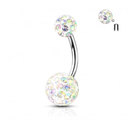 Piercing do pupíku s vnitřním závitem (duhová)