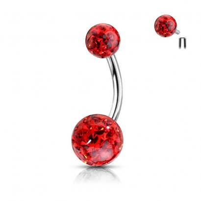 Piercing do pupíku s vnitřním závitem (červená)
