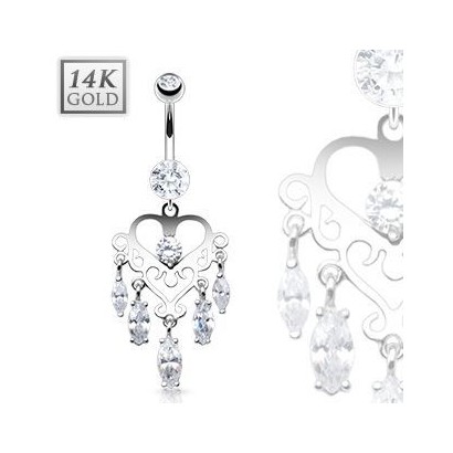 Zlatý visací piercing do pupíku, Au 585/1000