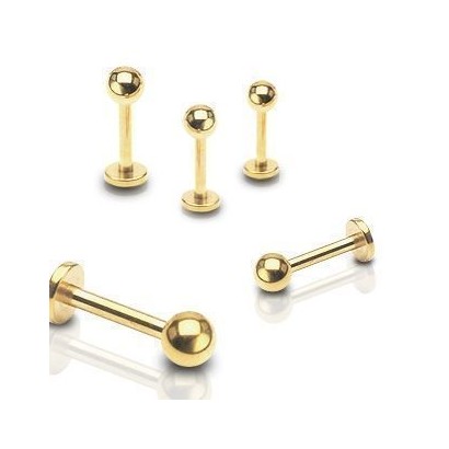 Pozlacená labreta - kulička (3 mm, 1,2 x 12 mm)
