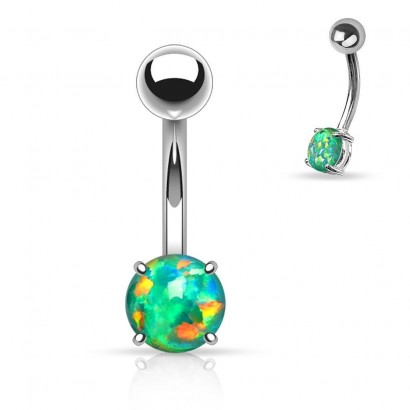 Piercing do pupíku opál zelený