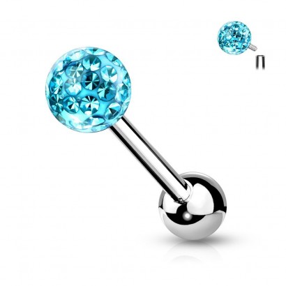 Piercing do jazyka vnitřní závit (tyrkysová)