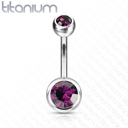 Piercing do pupíku - banánek TITAN (fialová)