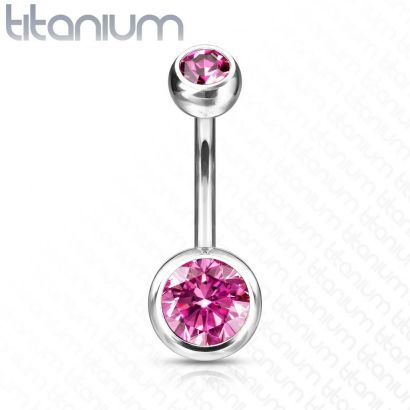 Piercing do pupíku - banánek TITAN (růžová)