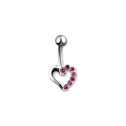 Piercing do pupíku - srdíčko (růžová)