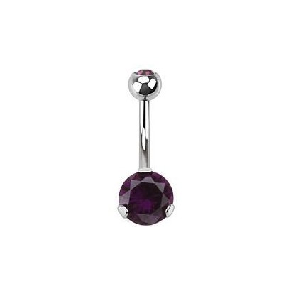 Piercing do pupíku - banánek se zirkony (fialová, 1,6 x 10 mm)