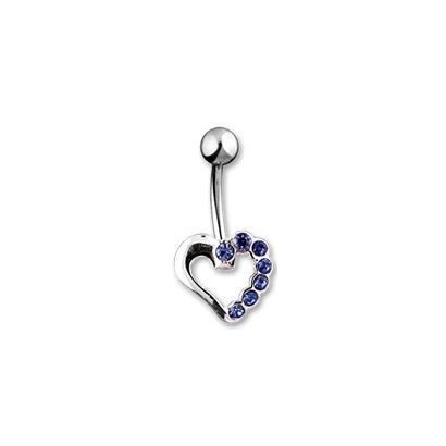 Piercing do pupíku - srdíčko (modrá)