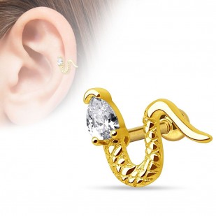 Zlacený cartilage piercing do ucha - had