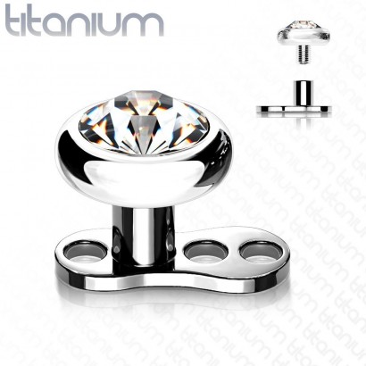 Kompletní microdermal piercing 1,2 mm - čirý kamínek (4 mm)
