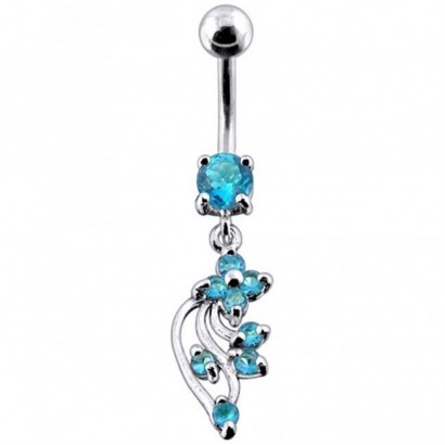 Stříbrný piercing do pupíku (tyrkysová)