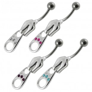Stříbrný piercing do pupíku - zip