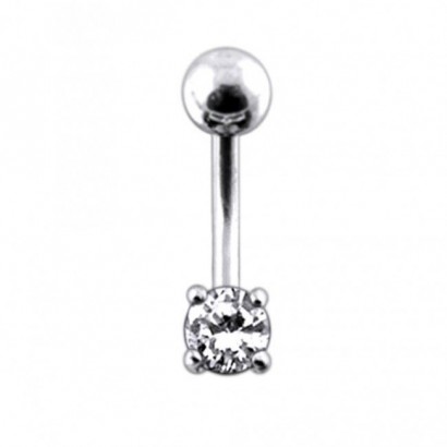 Stříbrný piercing do pupíku, zirkon (čirá)