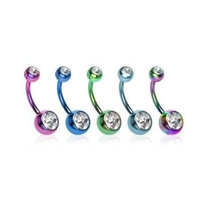 Piercing do pupíku - banánek (čirý/duhový)