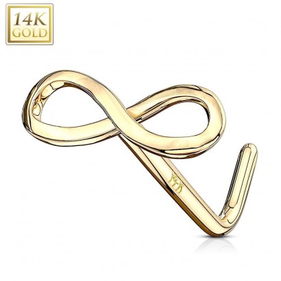 Zlatý piercing do nosu - infinity - nekonečno, Au 585/1000