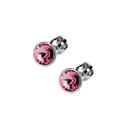 Šroubovací stříbrné náušnice s kameny Crystals from SWAROVSKI®, barva: Light Rose