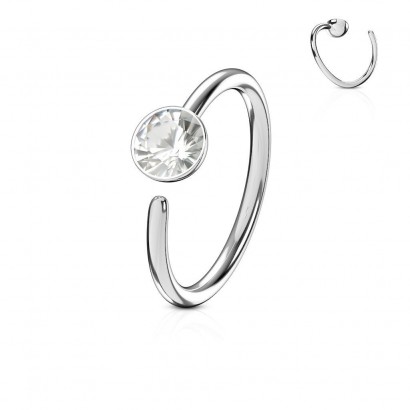Piercing do nosu/ucha kruh se zirkonem (čirá)