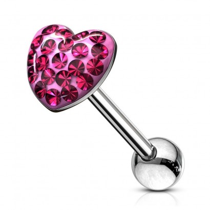 Piercing do jazyku - srdce (růžová)