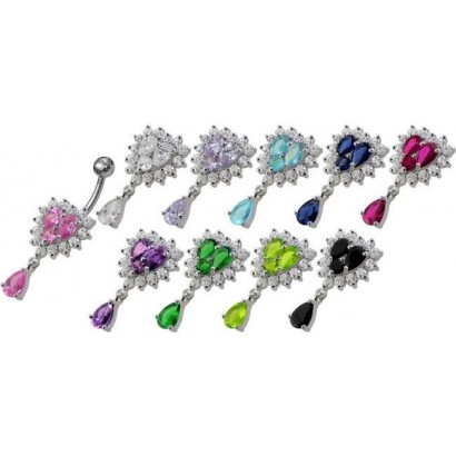 Stříbrný piercing do pupíku (čirá/čirá)