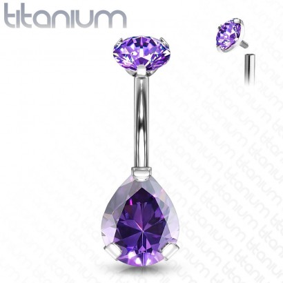 Piercing do pupíku kapka - TITAN (fialová)