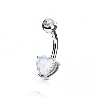 Piercing do pupíku srdce, barva čirá