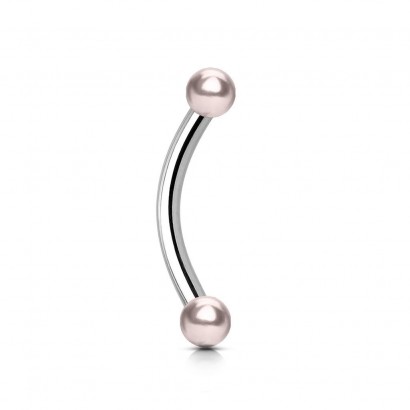 Piercing do obočí - perličky, tyčka 1,2 x 8 mm (růžová)