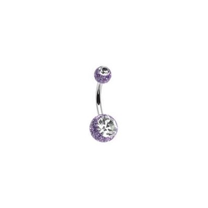 Piercing do pupíku - banánek (fialová/čirý zirkon)