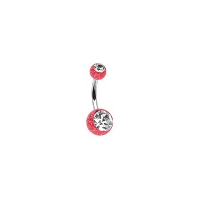 Piercing do pupíku - banánek (červená/čirý zirkon)