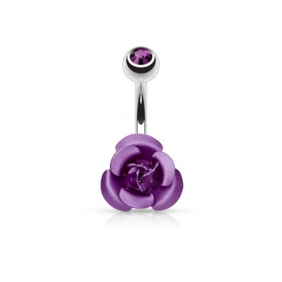 Piercing do pupíku - růžička (fialová)