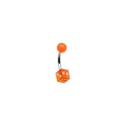 Piercing do pupíku - hrací kostka (oranžová)