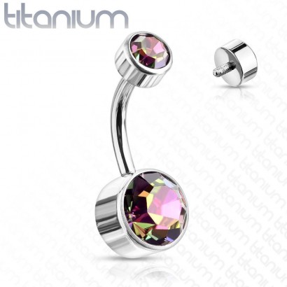 Piercing do pupíku - TITAN (vitrail medium) kuličky 4 a 6 mm