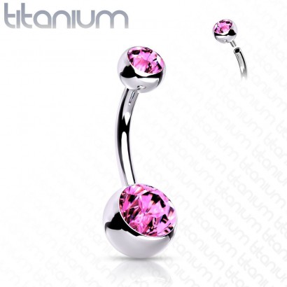 Piercing do pupíku vnitřní závit TITAN, 1,6 x 12 mm (růžová)