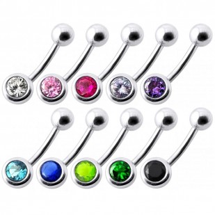Stříbrný piercing do pupíku se zirkonem
