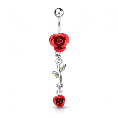 Piercing do pupíku - růžička (červená)