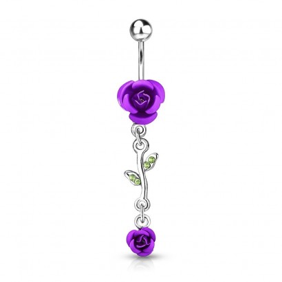 Piercing do pupíku - růžička (fialová)