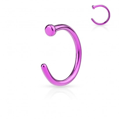 Piercing do nosu - kruh fialový (0,6 x 8 mm)