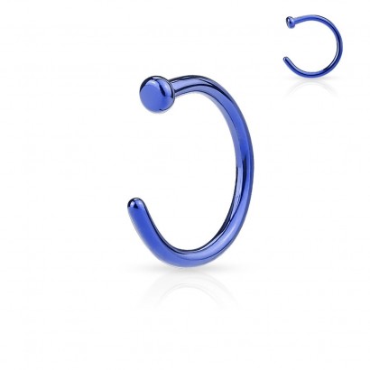 Piercing do nosu - kruh modrý (1,0 x 10 mm)