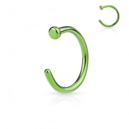 Piercing do nosu - kruh zelený (0,6 x 8 mm)