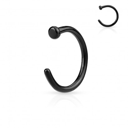 Piercing do nosu - kruh černý (1,0 x 10 mm)